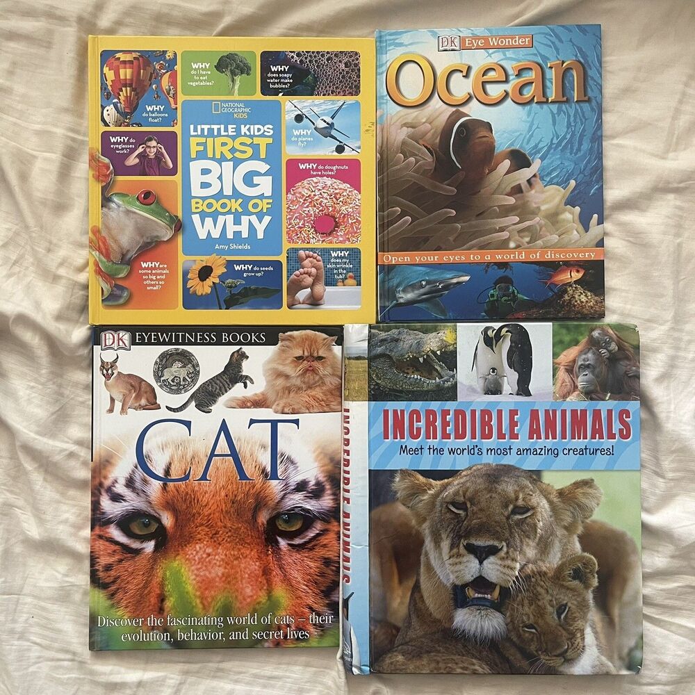 Lot of 4 Book Little Kids First Big Book Of Why Incredible Animals Ocean Cats
